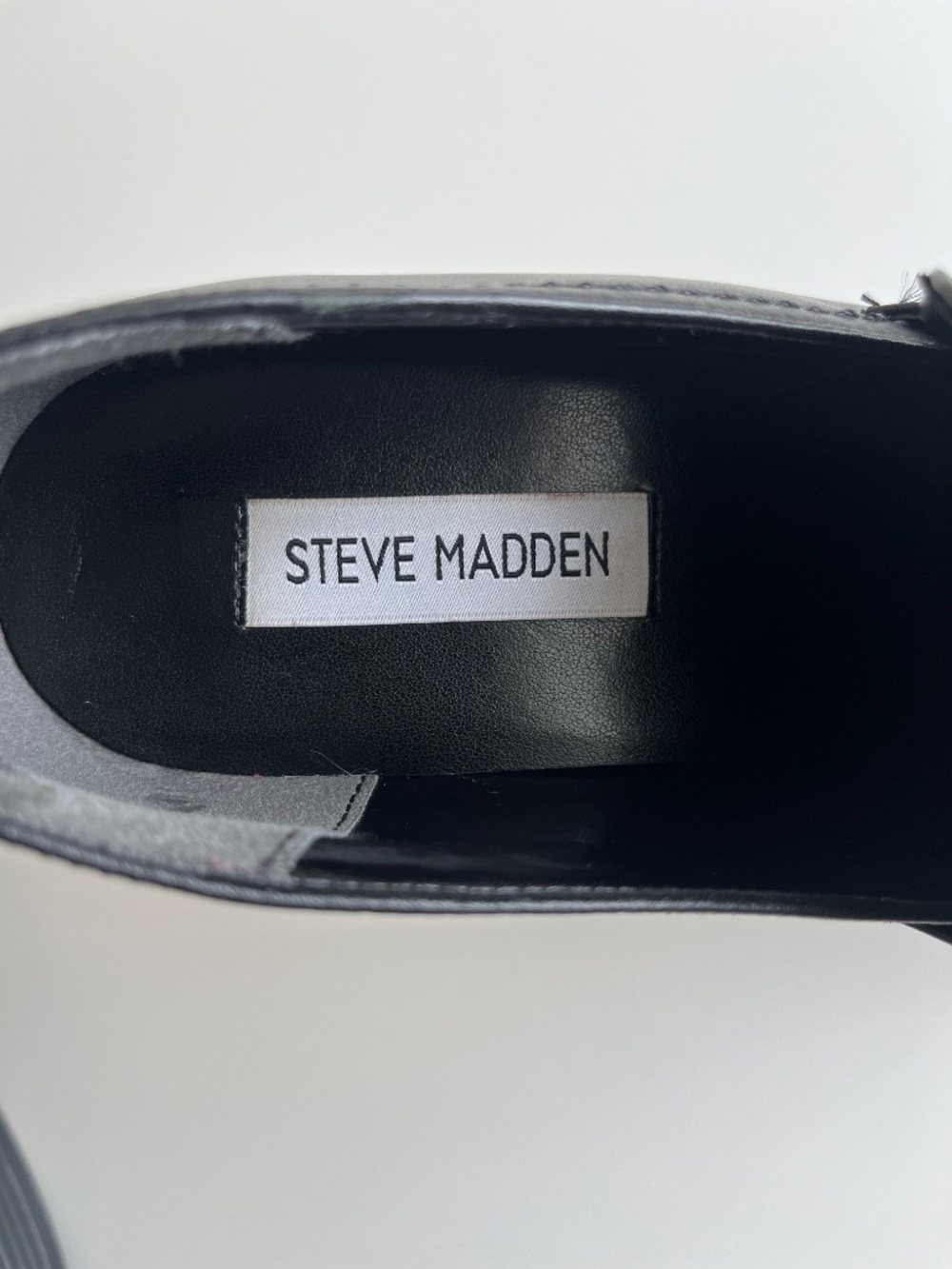 Steve Madden Women's Leather Block Heel Loafers Size 7.5 M Black - Picture 7 of 10